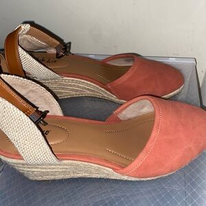 Style & Co Pink and Tan Espadrille Wedges
